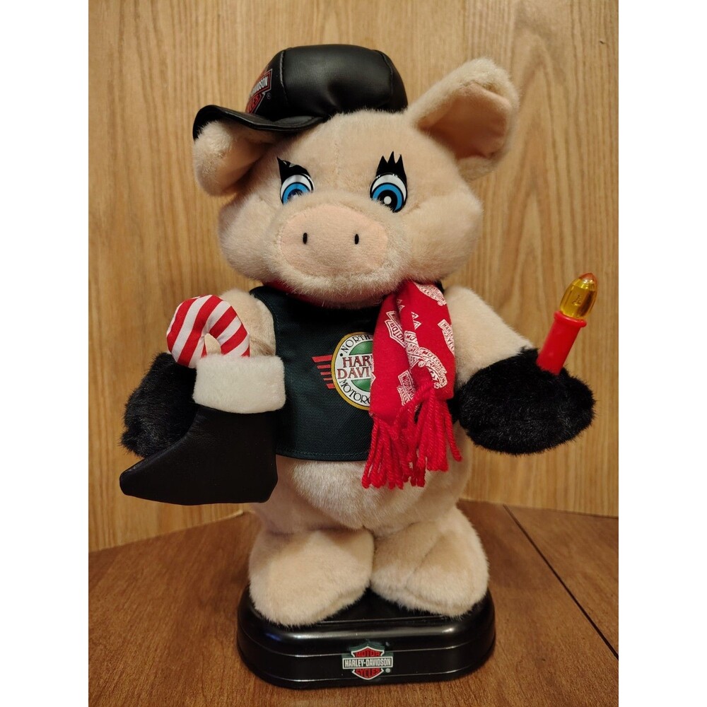 Harley Davidson 1998 Plush Animation Christmas Collectible Musical Pig Hog Boxed